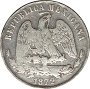 1 Peso Countermarked, Cuba, 1872-1877 reverse image