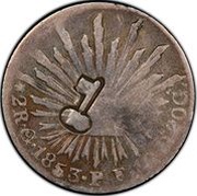 2 Reales Countermarked - Key, Cuba, 1872-1877 reverse image