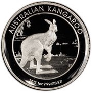 1 Dollar - Elizabeth II 4th Portrait - Kangaroo - Silver Bullion Coin; High Relief, Australia, 2013 reverse image