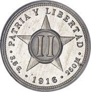 2 Centavos Patria y Libertad, Cuba, 1915-1916 reverse image