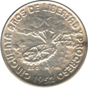 10 Centavos 50th. Anniversary of the Republic, Cuba, 1952 reverse image