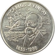 25 Centavos Carlos J. Finlay, Cuba, 1988 reverse image