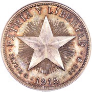1 Peso, Cuba, 1915-1934 reverse image