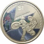 1 Dollar - Elizabeth II 4th Portrait - Young Collectors - BMX Riding reverse image
