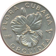 1 Peso Orchid, Cuba, 1981 reverse image