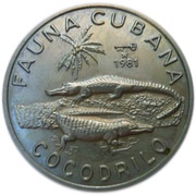 1 Peso Cuban Crocodile, Cuba, 1981 reverse image