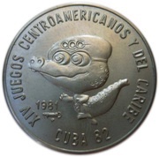 1 Peso Caribbean Games Mascot, Cuba, 1981 reverse image