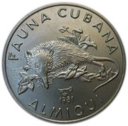1 Peso Solenodon, Cuba, 1981 reverse image