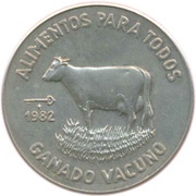 1 Peso Cattle, Cuba, 1982 reverse image