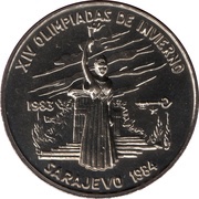 1 Peso Sarajevo 1984 - Olympus Goddess, Cuba, 1983 reverse image