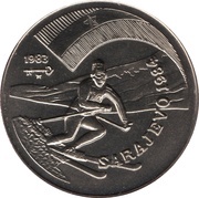 1 Peso Sarajevo 1984 - Skier, Cuba, 1983 reverse image