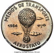 1 Peso hot air balloon, Cuba, 1984 reverse image