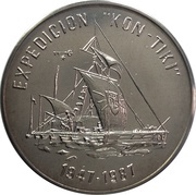 1 Peso Kon-Tiki, Cuba, 1987 reverse image