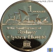 1 Dollar - Elizabeth II 4th Portrait - 40th Anniversary of the Sydney Opera House reverse image