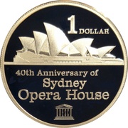1 Dollar - Elizabeth II 4th Portrait - Sydney Opera House, Australia, 2013 reverse image