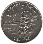 1 Peso Carlos J. Finlay, Cuba, 1988 reverse image