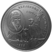 1 Peso Alexander von Humboldt, Cuba, 1989 reverse image