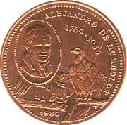 1 Peso Alexander von Humboldt, Cuba, 1989 reverse image