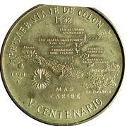 1 Peso First Voyage of Columbus, Cuba, 1990 reverse image