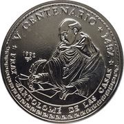1 Peso Bartolome de Las Casas, Cuba, 1992 reverse image