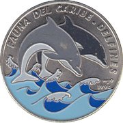 1 Peso Dolphins, Cuba, 1994 reverse image