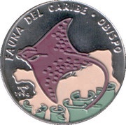 1 Peso Spotted Eagle Ray, Cuba, 1994 reverse image