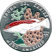 1 Peso Yellow Grouper, Cuba, 1994 reverse image