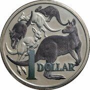 1 Dollar - Elizabeth II 4th Portrait - 30 Years Mob of Roos, Australia, 2014 reverse image
