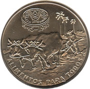 1 Peso 50th Anniversary of FAO, Cuba, 1995 reverse image