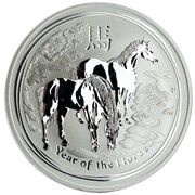 1 Dollar - Elizabeth II 4th Portrait - Year of the Horse - Silver Bullion Coin reverse image