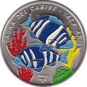 1 Peso Indigo Cowfish, Cuba, 1996 reverse image