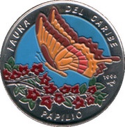 1 Peso Caribbean Fauna - Swallowtail Butterfly, Cuba, 1996 reverse image