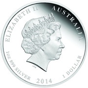 1 Dollar - Elizabeth II 4th Portrait - Year of the Horse - Coloured obverse image