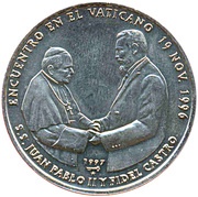 1 Peso Fidel Castro's visit to the Vatican, Cuba, 1997 reverse image