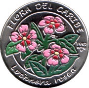 1 Peso Flora del Caribe - Lochnera Rosea, Cuba, 1997 reverse image