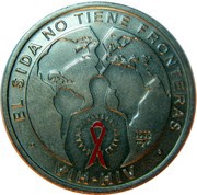 1 Peso HIV, Cuba, 1998 reverse image