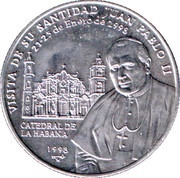 1 Peso Visit of John-Paul II to Cuba, Cuba, 1998 reverse image