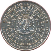1 Peso 1st. Wind Rose of Juan de la Cosa, Cuba, 2000 reverse image