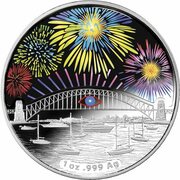 1 Dollar - Elizabeth II 4th Portrait - Sydney New Year's Eve, Australia, 2014 reverse image