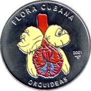 1 Peso Orquideas, Cuba, 2001 reverse image
