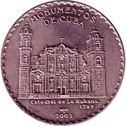 1 Peso Havana Cathedral reverse image