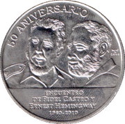 1 Peso Castro and Hemingway, Cuba, 2010 reverse image
