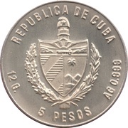 5 Pesos First Joint Space Flight obverse image