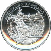 1 Dollar - Elizabeth II 4th Portrait - Kangaroo - High Relief Silver Proof, Australia, 2014 reverse image