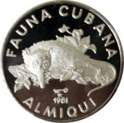 5 Pesos Solenodon, Cuba, 1981 reverse image