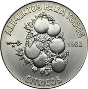 5 Pesos Citrus Fruit, Cuba, 1982 reverse image
