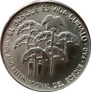5 Pesos International Year of the Forest, Cuba, 1985 reverse image