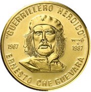 5 Pesos Heroic Guerrilla Fighter - Trial strike, Cuba, 1987 reverse image