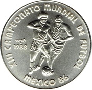 5 Pesos Soccer World Championship - Mexico 86, Cuba, 1988 reverse image