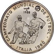 5 Pesos 2 footballers, Cuba, 1988 reverse image